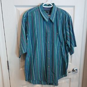 Architect Men’s Short-Sleeve Button-Down Shirt - Teal, Green, Purple